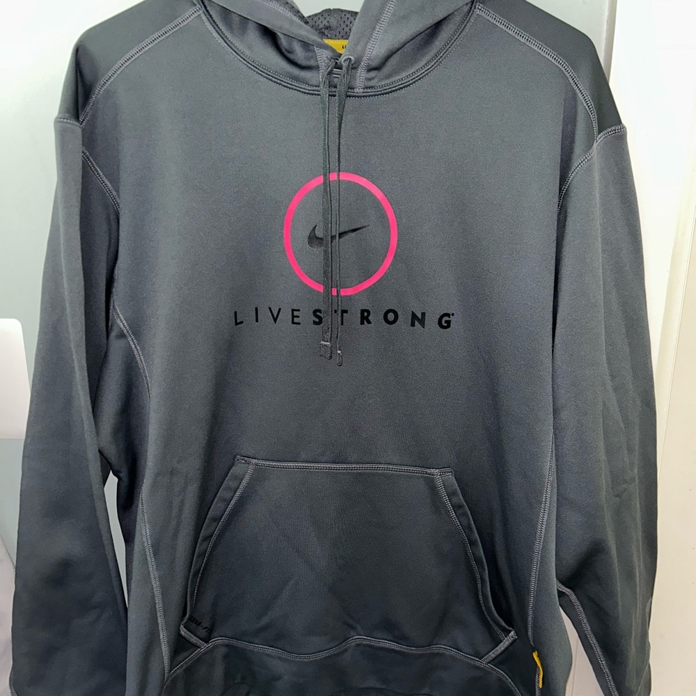 Nike Men's Dark Gray Hoodie with Pink Accents